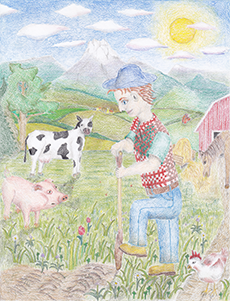 A dwarf on a farm